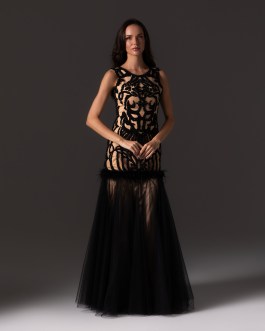 ECLIPSE BLACK & BEIGE NIGHT DRESS